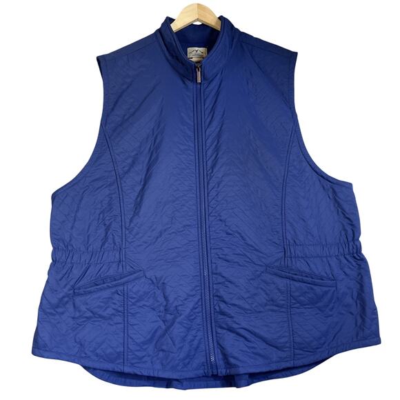 Blue Mountain Vest Women's 3X Blue Quilted Fleece Lined Pockets Cinched Waist - Picture 1 of 8